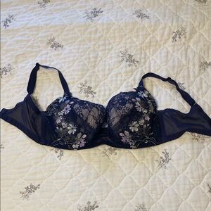 Wacoal Navy Floral Embroidered Bra